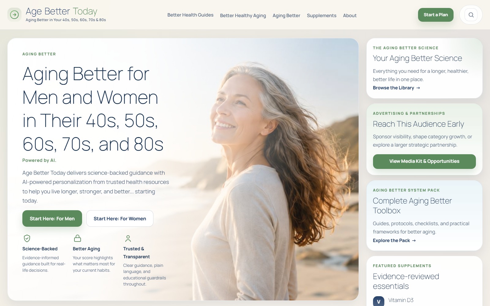 Homepage of agebettertoday.com