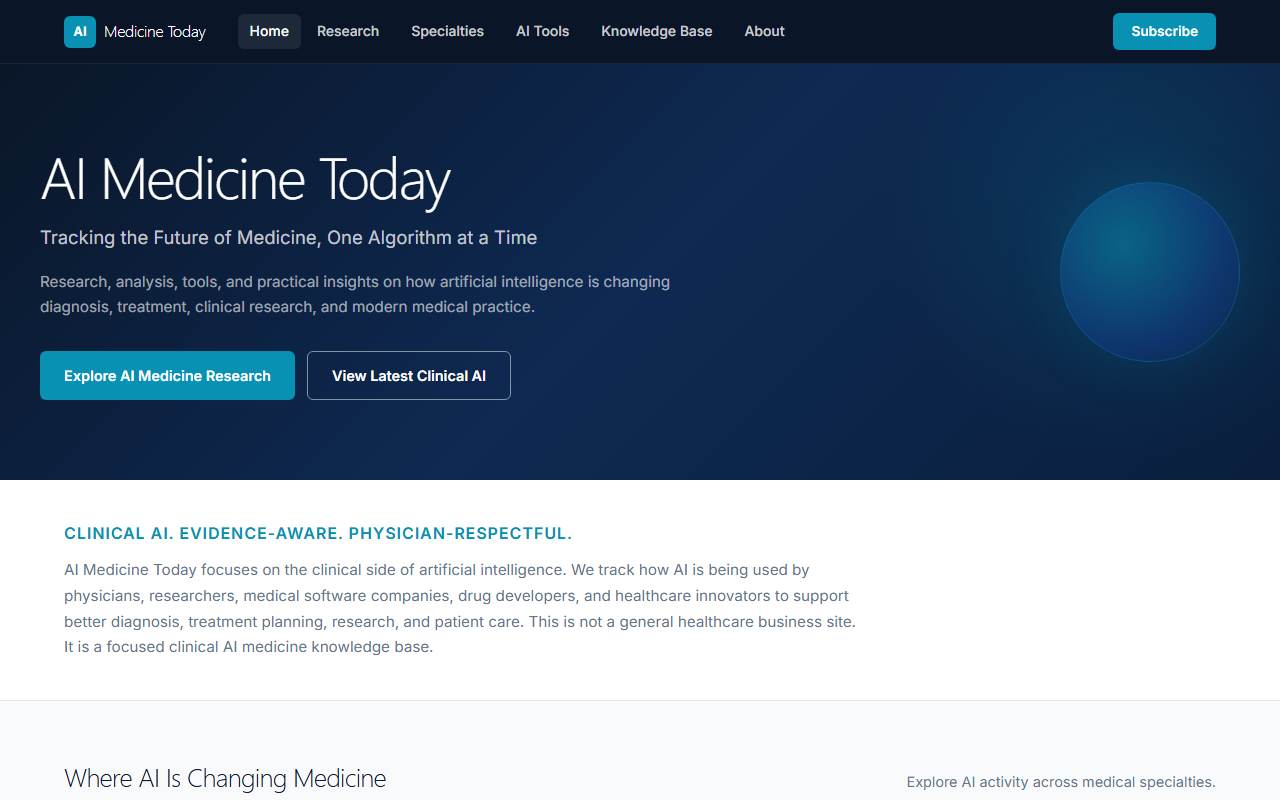 Homepage of aimedicinetoday.com