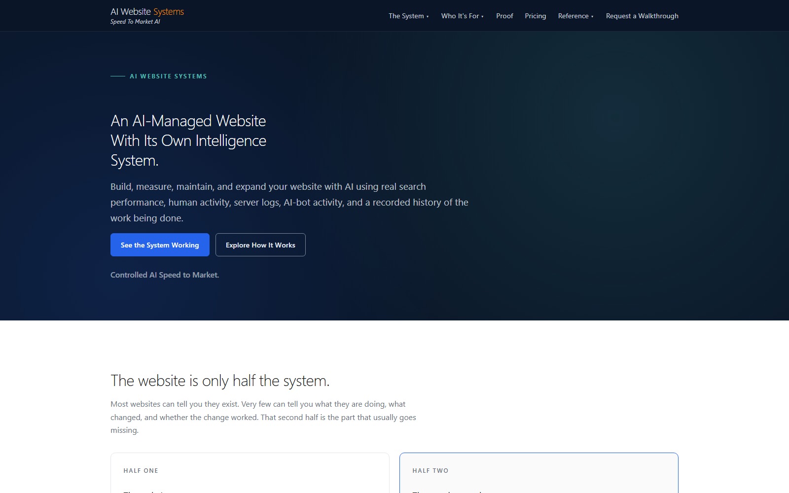 Homepage of aiwebsitesystems.com
