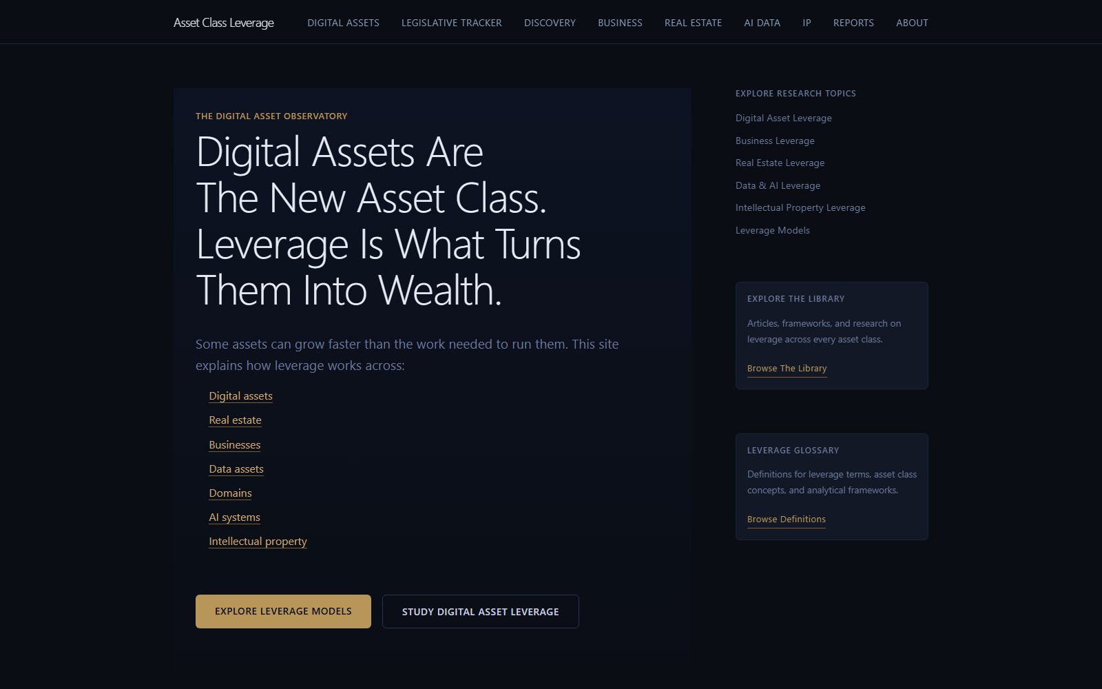 Homepage of assetclassleverage.com