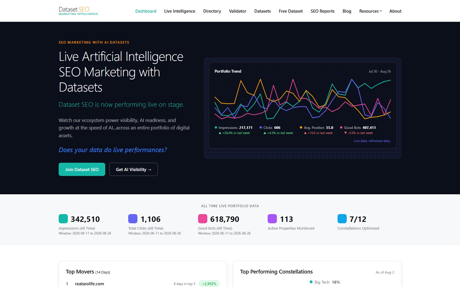 Homepage of datasetseo.com