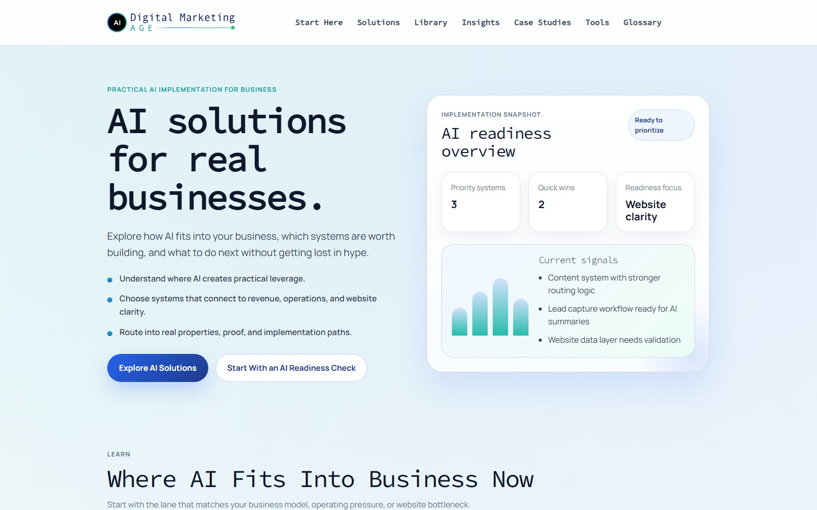 Homepage of digitalmarketingage.com
