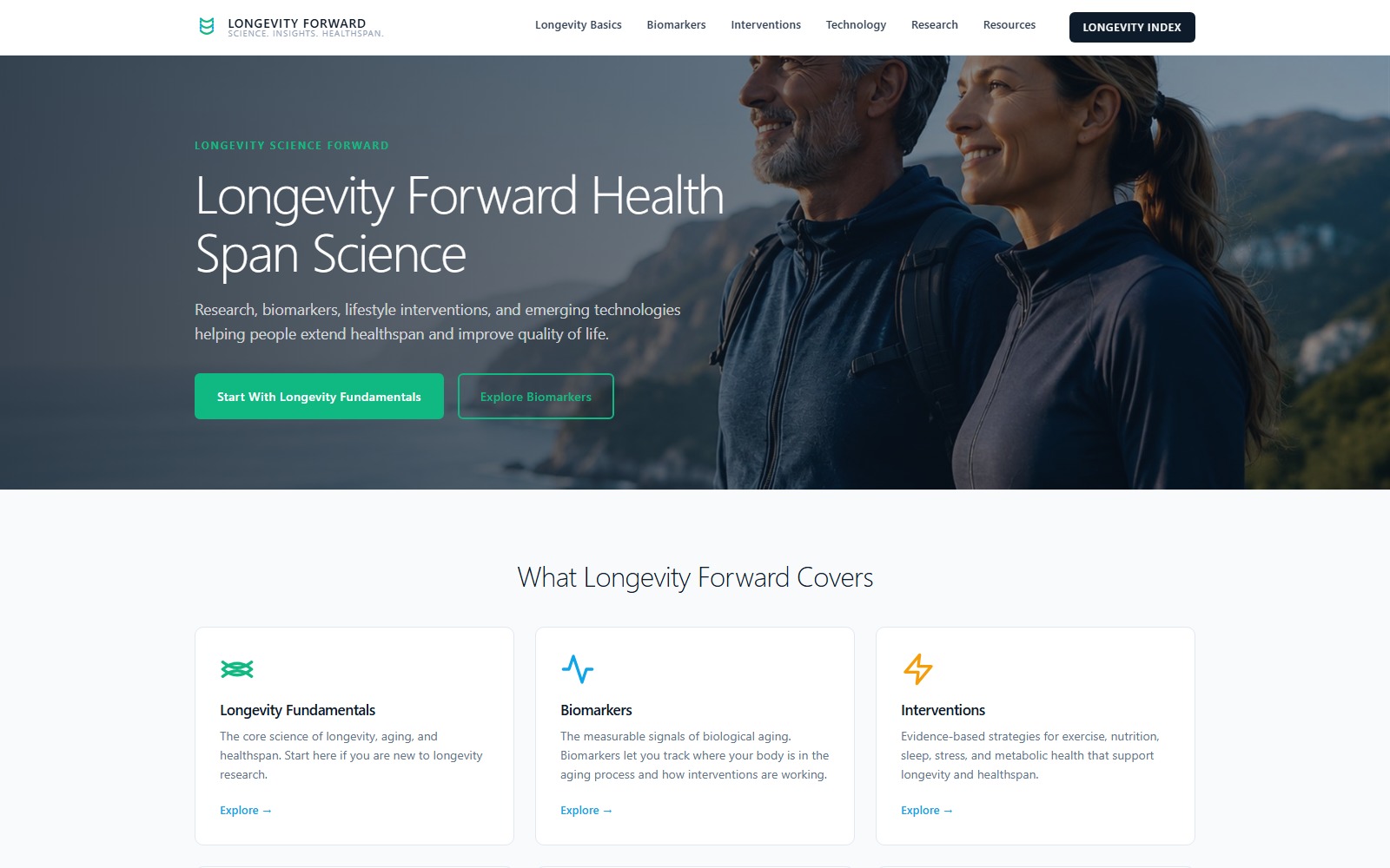 Homepage of longevityforward.com