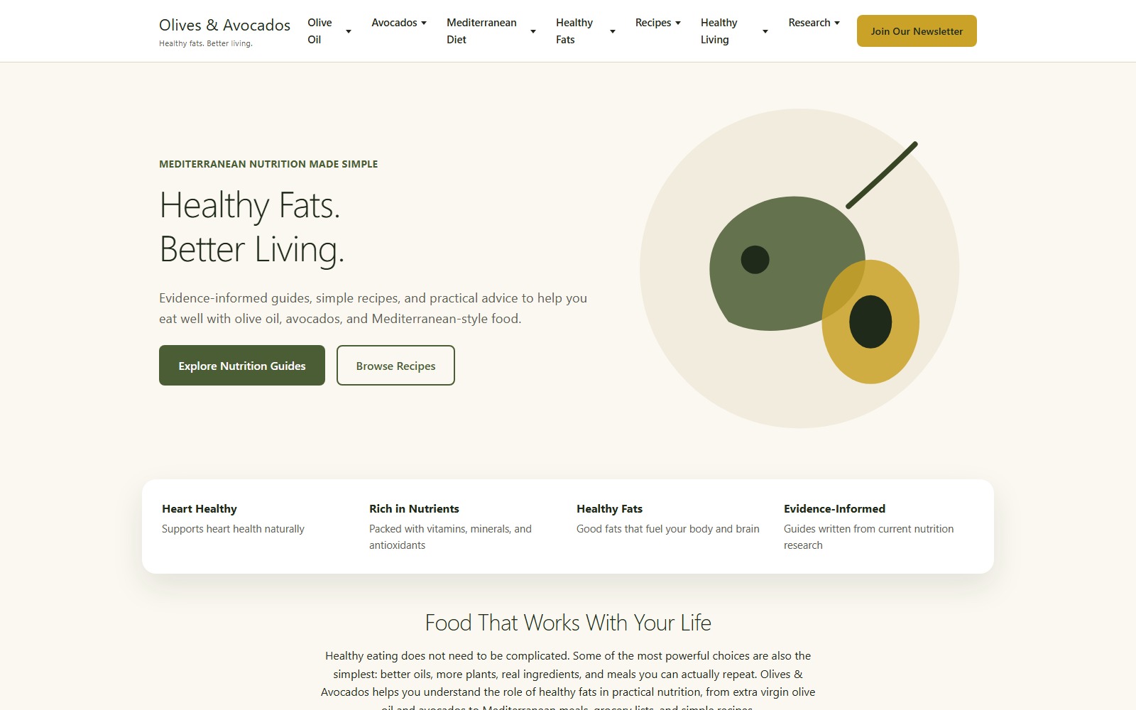 Homepage of olivesnavocados.com