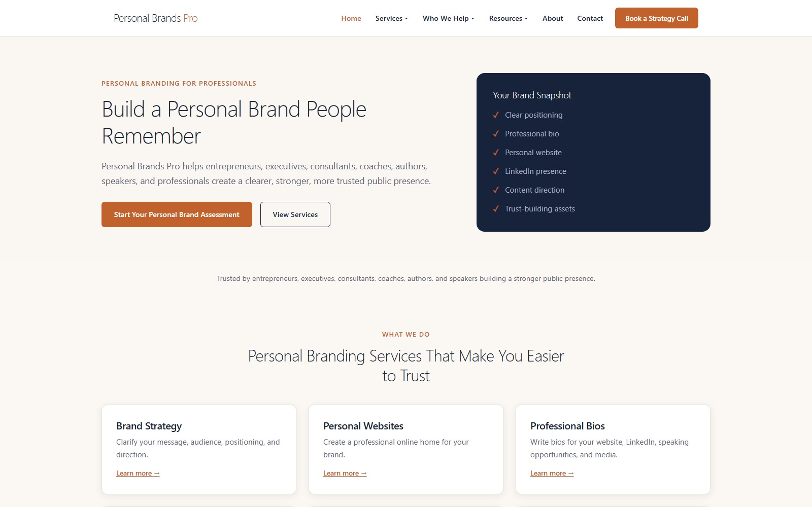 Homepage of personalbrandspro.com
