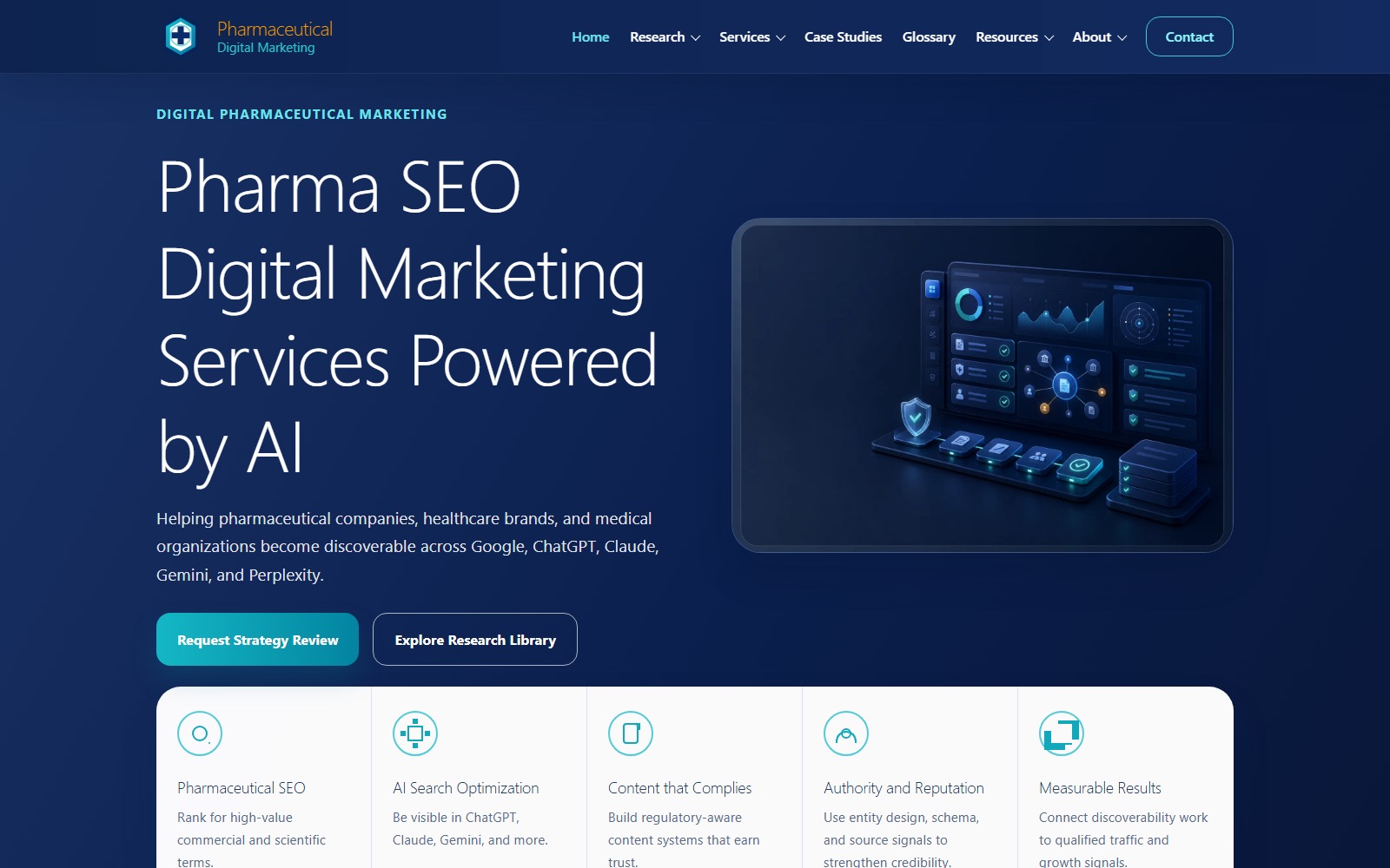 Homepage of pharmdigitalmarketing.com