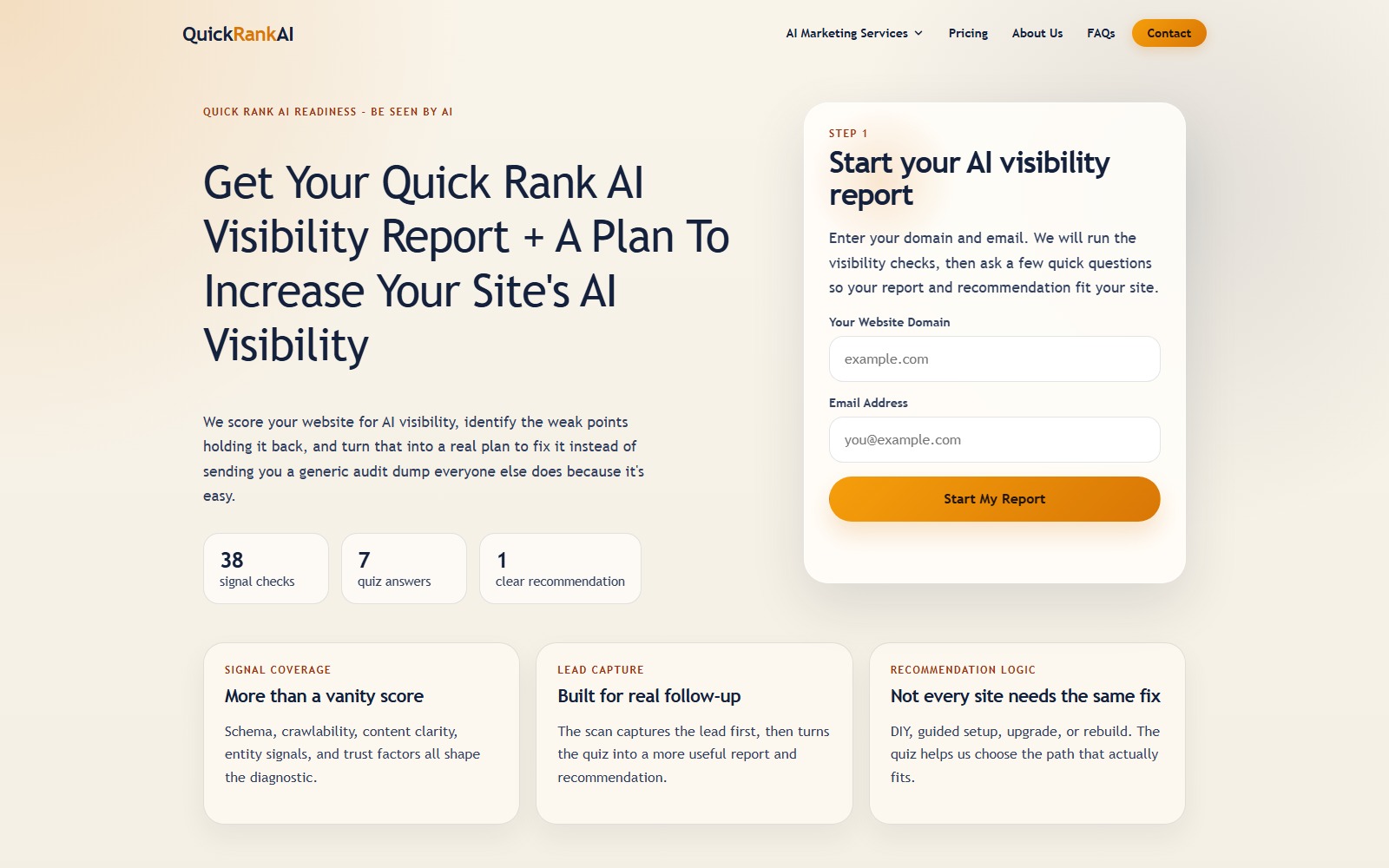 Homepage of quickrankai.com