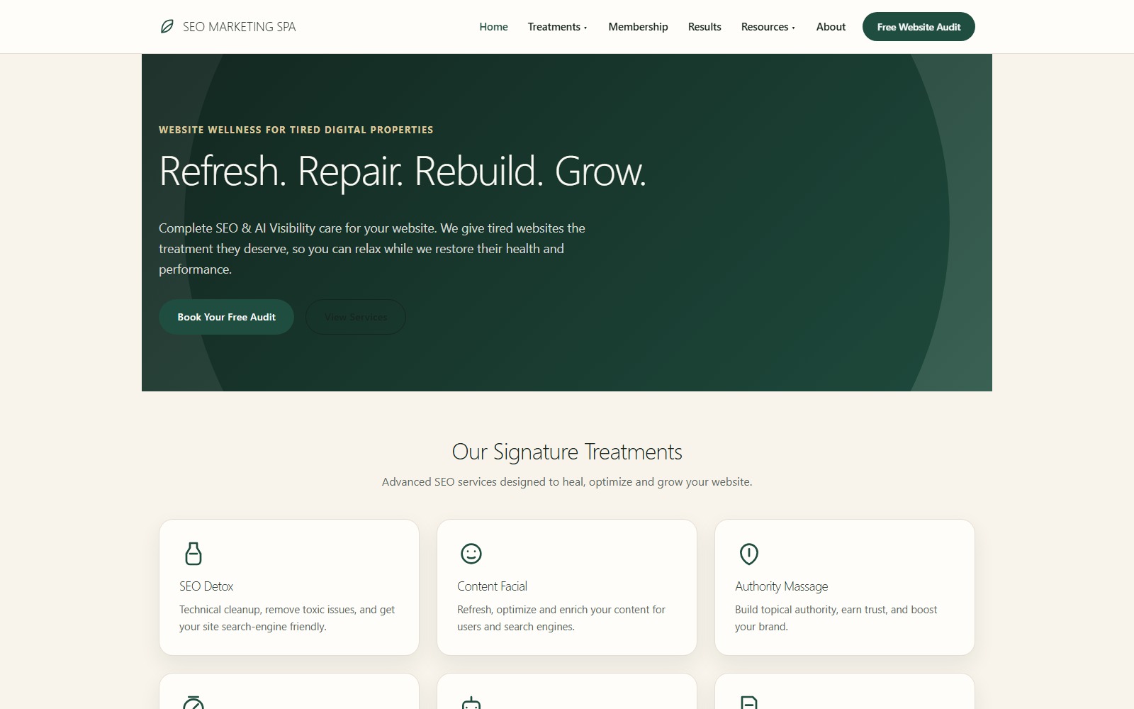 Homepage of seomarketingspa.com