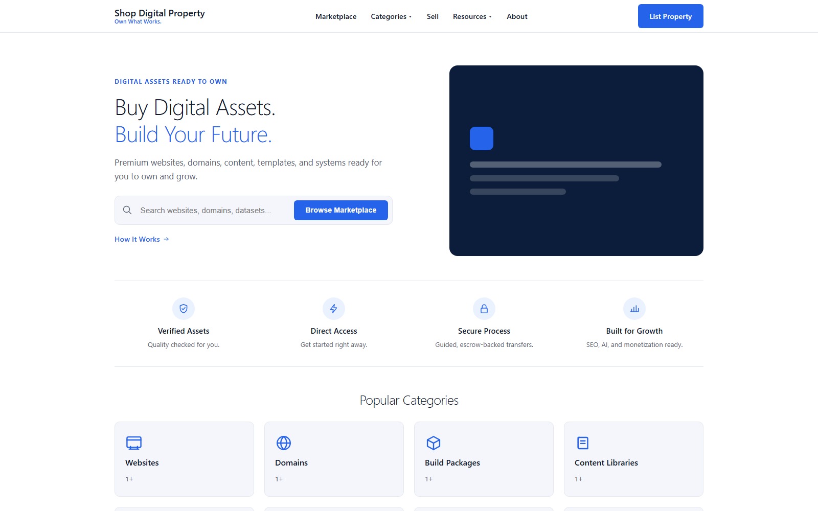 Homepage of shopdigitalproperty.com